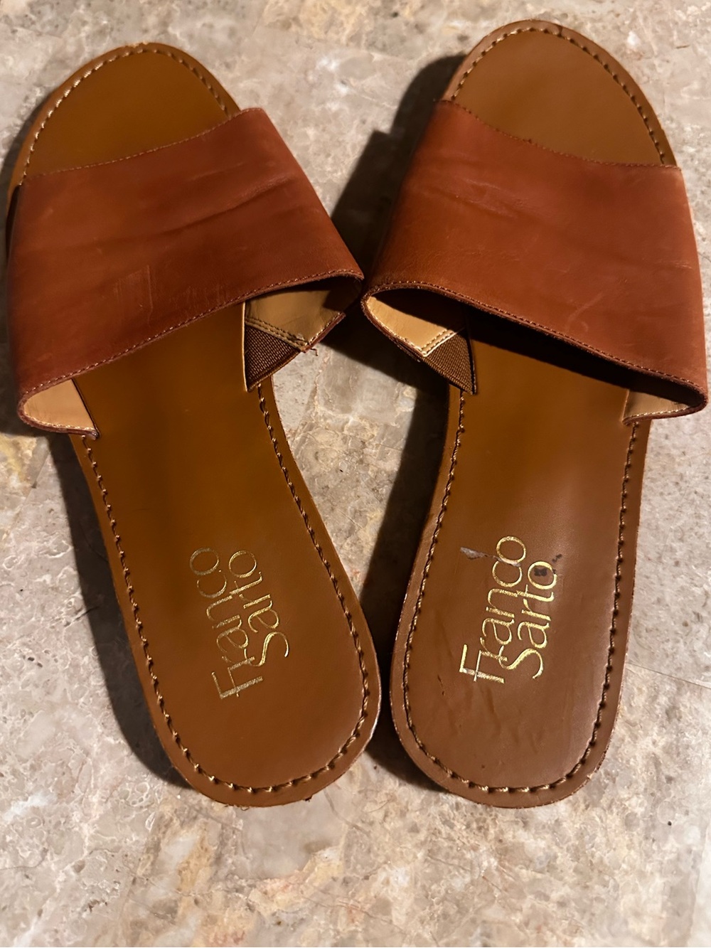 Franco Sarto - Women's Brown Leather Slide Sandals